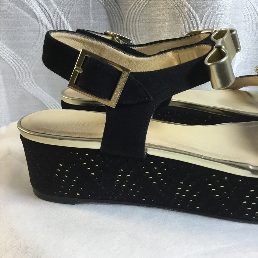 Jimmy Choo Women's Black & Gold Bow Sandals